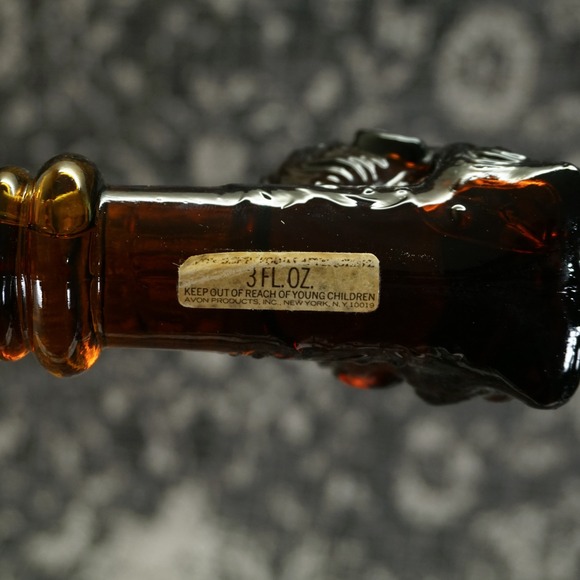Vintage Avon Smoker Pipe Man Face After Shave Bottle Amber Glass Collectible - Picture 5 of 5